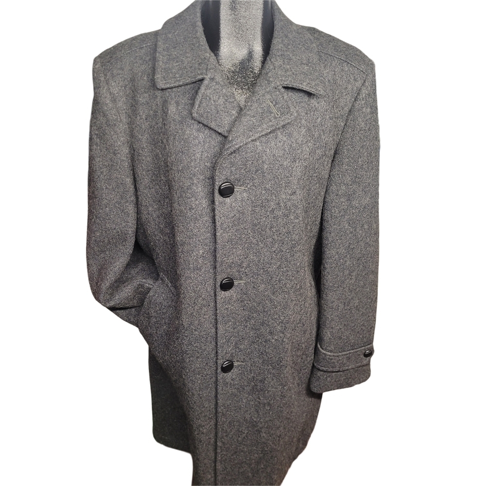 Croydon Men's Vintage Dark Grey Wool Blend Mid-length Overcoat 42R - Picture 2 of 11